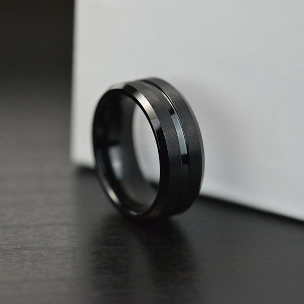 Classic Men Black Stainless Steel 8mm Polished Matte Brushed