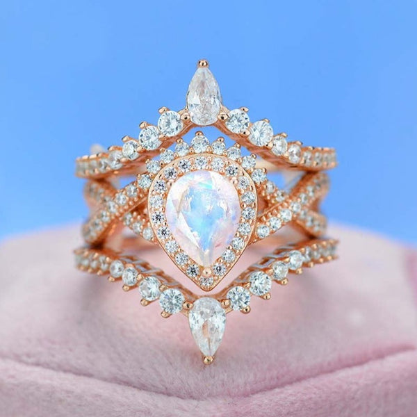 Rosie Marquise Moonstone Diamond Crystal Dainty Gold Ring, 18K Gold Vermeil Aurora White Iridescent Moonstone Ring, outlet Celestial Gift for Her