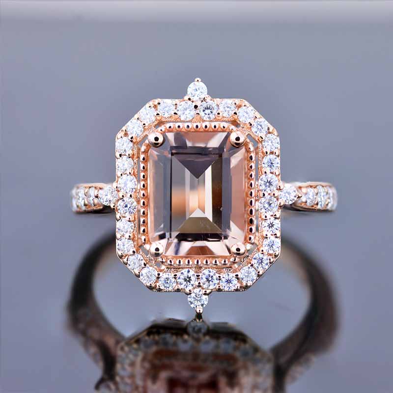 Peach sapphire store emerald cut