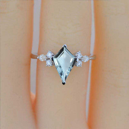 2.5 Carat Kite Genuine Natural Aquamarine Engagement Ring. 2.5CT Fancy Shape Genuine Natural Aquamarine Ring