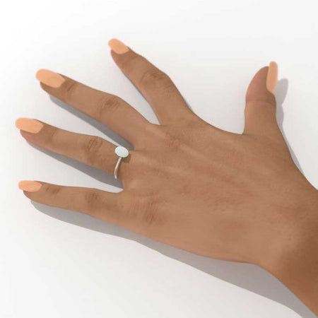 2 Carat White Opal 14K White Gold Engagement Promissory Ring