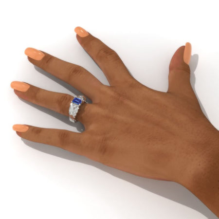 3.8 Carat Natural Genuine Tanzanite Men's Wing Gold Ring.