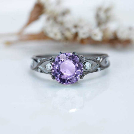 2 Carat 14K Black Gold Purple Sapphire Celtic Engagement Ring