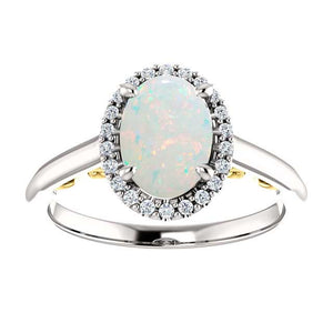 1.25 Carat Oval  White Opal Diamond Halo Engagement Ring