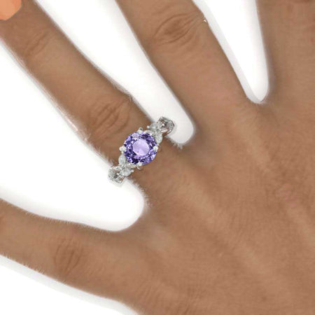 2 Carat  Floral Celtic Purple Sapphire Engagement Ring