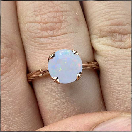 2 Carat White Opal 14K White  Gold Engagement Ring