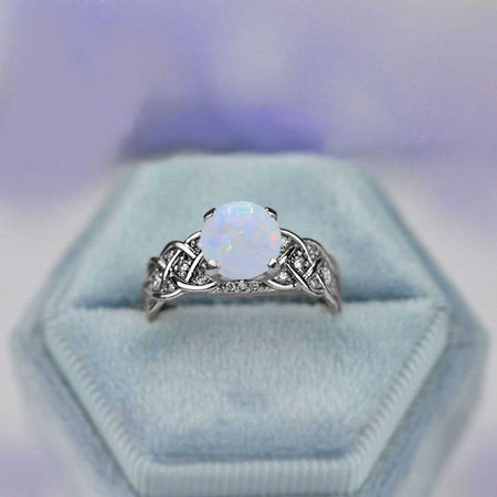 2.0 Carat White Opal Engagement White Gold Ring