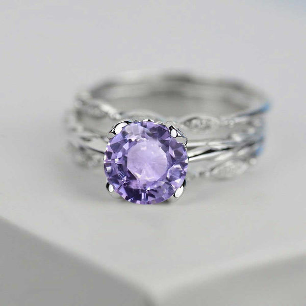 Purple Sapphire Engagement Eternity Rings Eternity Set - Giliarto