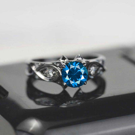 Cornflower Sapphire 14K Black Gold Celtic Engagement Ring