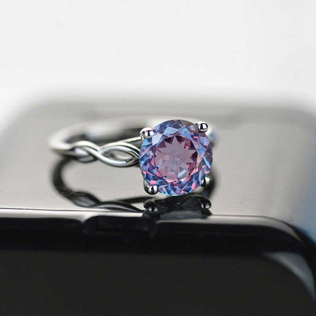 3 Carat Portuguese Cut Alexandrite Stone 14K White Gold Ring