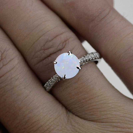 Atria 2.2 Carat White Opal Gold Engagement Ring