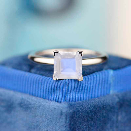 2 Carat Princess Cut Genuine moonstone White Gold Genuine moonstone  Engagement Ring