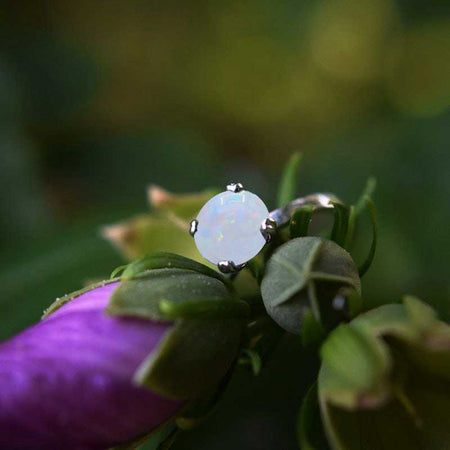 2 Carat White Opal Stone Platinum Ring