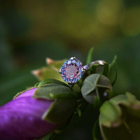 2.0 Carat Portuguese Cut Alexandrite Stone 14K White Gold Ring