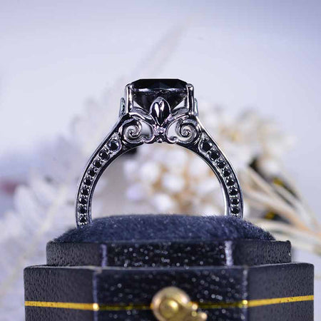 Ascella 2.6 Carat Black Moissanite White Gold Engagement Ring