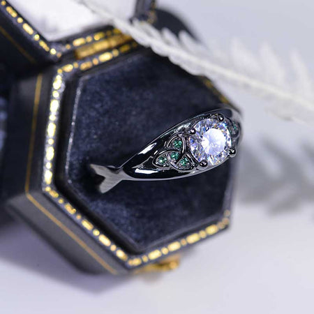 14K Black Gold Moissanite Celtic Engagement Ring