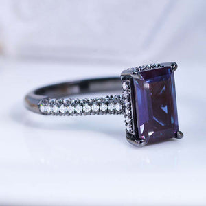 4ct Emerald Cut Alexandrite Black Gold Engagement Ring