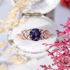 2.0 Carat Alexandrite Engagement Rose Gold  Ring