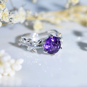 2 Carat  Floral Celtic Natural Amethyst Engagement Ring