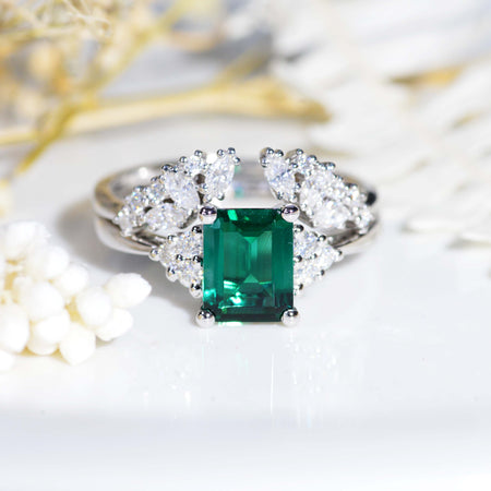 3Ct Emerald Shape Step Cut Emerald Ring, Solitaire ring, 3 Carat Emerald  Ring, Emerald Vintage Ring