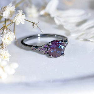 2 Carat Alexandrite Amethyst Celtic Engagement Black Gold Ring