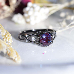 1 Carat 14K Black Gold Alexandrite Celtic Engagement Ring