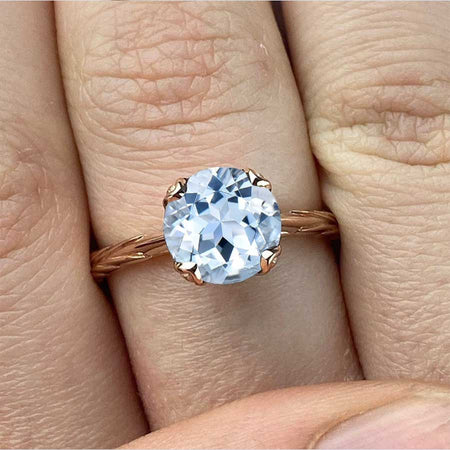 2 Carat Genuine Natural Aquamarine Celtic 14K White  Gold Engagement Ring