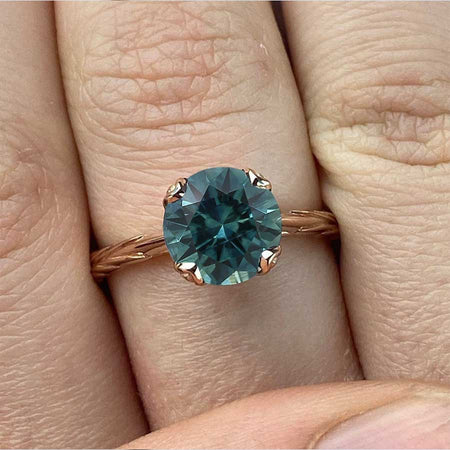 2 Carat Teal Sapphire Celtic 14K White Gold Engagement Ring