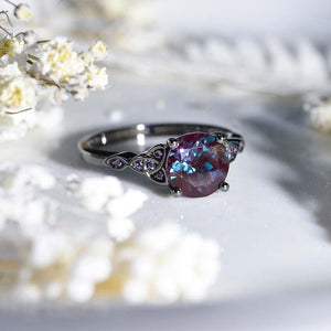 2 Carat Alexandrite Amethyst Celtic Engagement Black Gold Ring