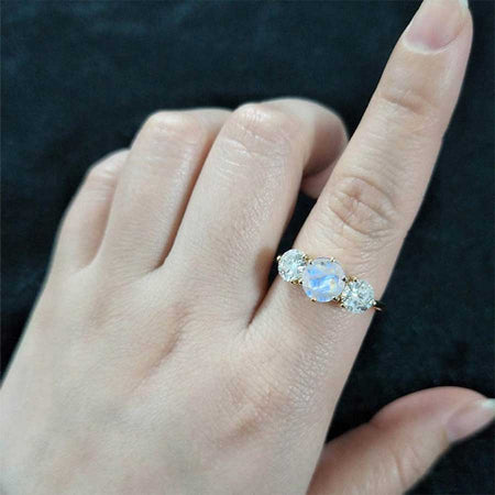 Adara Genuine moonstone Classic Engagement Ring