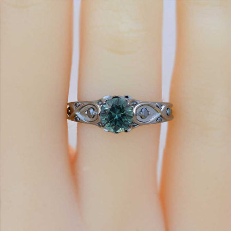 14K Black GoldTeal Sapphire Celtic Engagement Ring