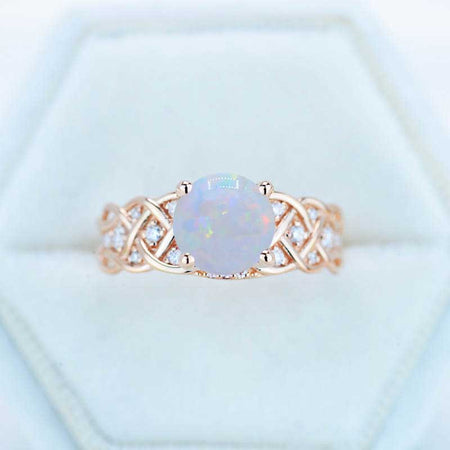 White Opal Giliarto Rose Gold Engagement Ring