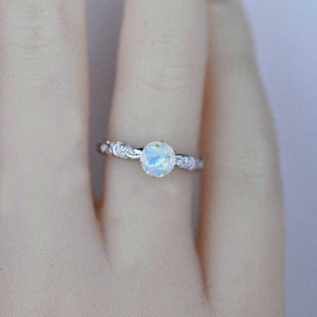 Ornamental Natural Moonstone Gold Engagement Ring