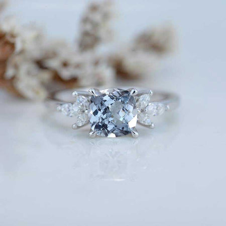 3Ct Cushion Genuine Natural Aquamarine Engagement Ring, Cushion Genuine Natural Aquamarine Engagement Ring