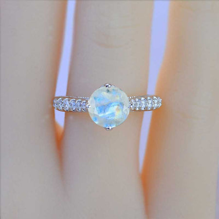 Genuine moonstone Engagement  White Gold Ring Classic Customized Design Your Own Ring