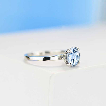 2 Carat Genuine Natural Aquamarine Double Prongs Engagement Ring