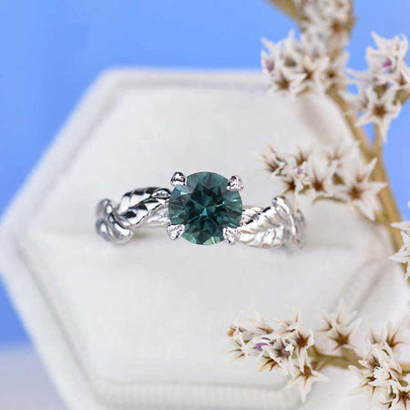 2 Carat Teal Sapphire Twig  Engagement Ring