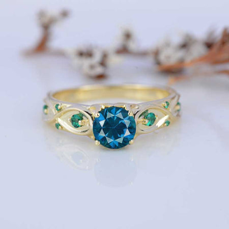 14K Yellow Gold  Cornflower Sapphire Celtic Engagement Ring