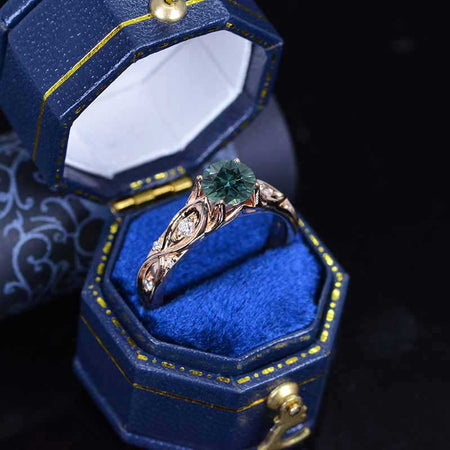 14K Rose Gold Teal Sapphire Celtic Engagement Ring