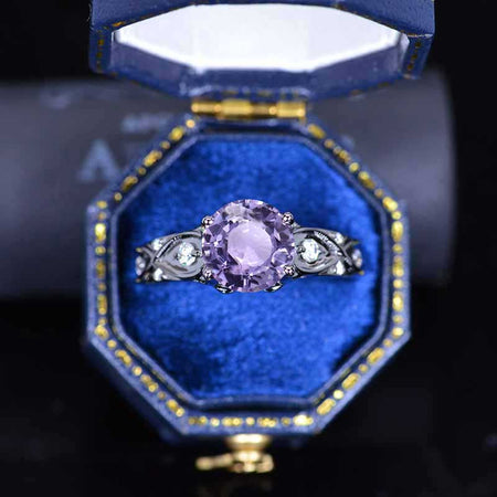 3 Carat 14K Black Gold Purple Sapphire Celtic Engagement Ring