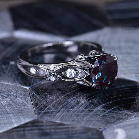 1 Carat 14K Black Gold Alexandrite Celtic Engagement Ring