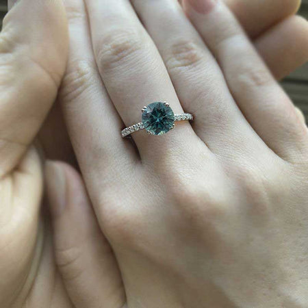 2 Carat Teal Sapphire 14K Gold Engagement Ring