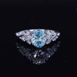 Celtic 2 Carat Oval Lab-Grown Fancy Vivid Blue Diamond 14K White Gold  Engagement Ring