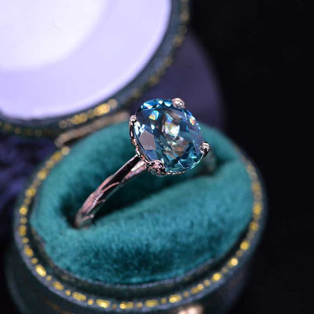 3 Carat Oval Teal Sapphire Floral Engagement Ring