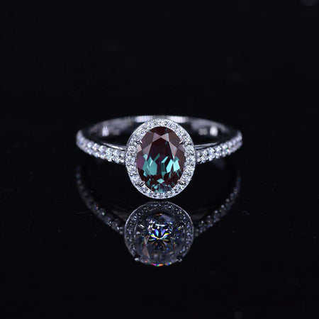 1.5 Carat Oval Alexandrite Halo Engagement Ring