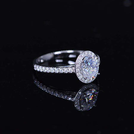 1.5 Carat Oval Moissanite Halo Engagement Ring