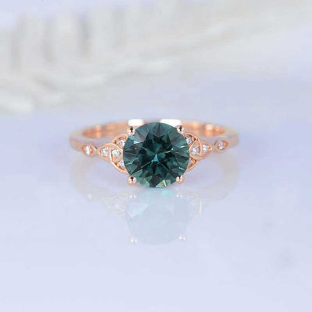 2 Carat Teal Sapphire Celtic Engagement Ring 14K Yellow Gold