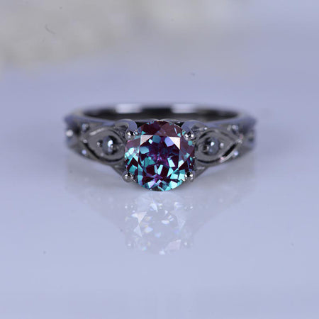 14K Black Gold Alexandrite Celtic Engagement Ring