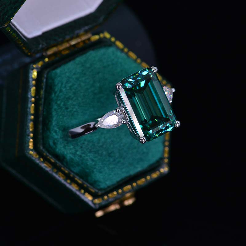 Dark green moissanite shops