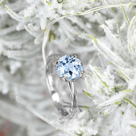 2 Carat Genuine Natural Aquamarine Floral Engagement Ring